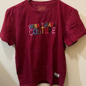Versace Jeans Collection Red Tee with Colorful Logo